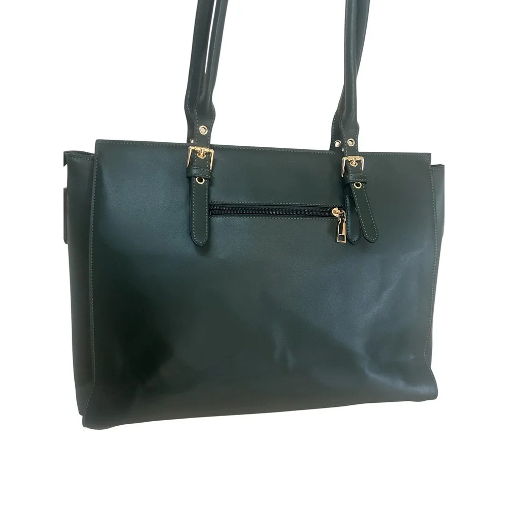 Mosiso Green Floral Embossed Laptop Tote Bag Professional Work Briefcase Handbag